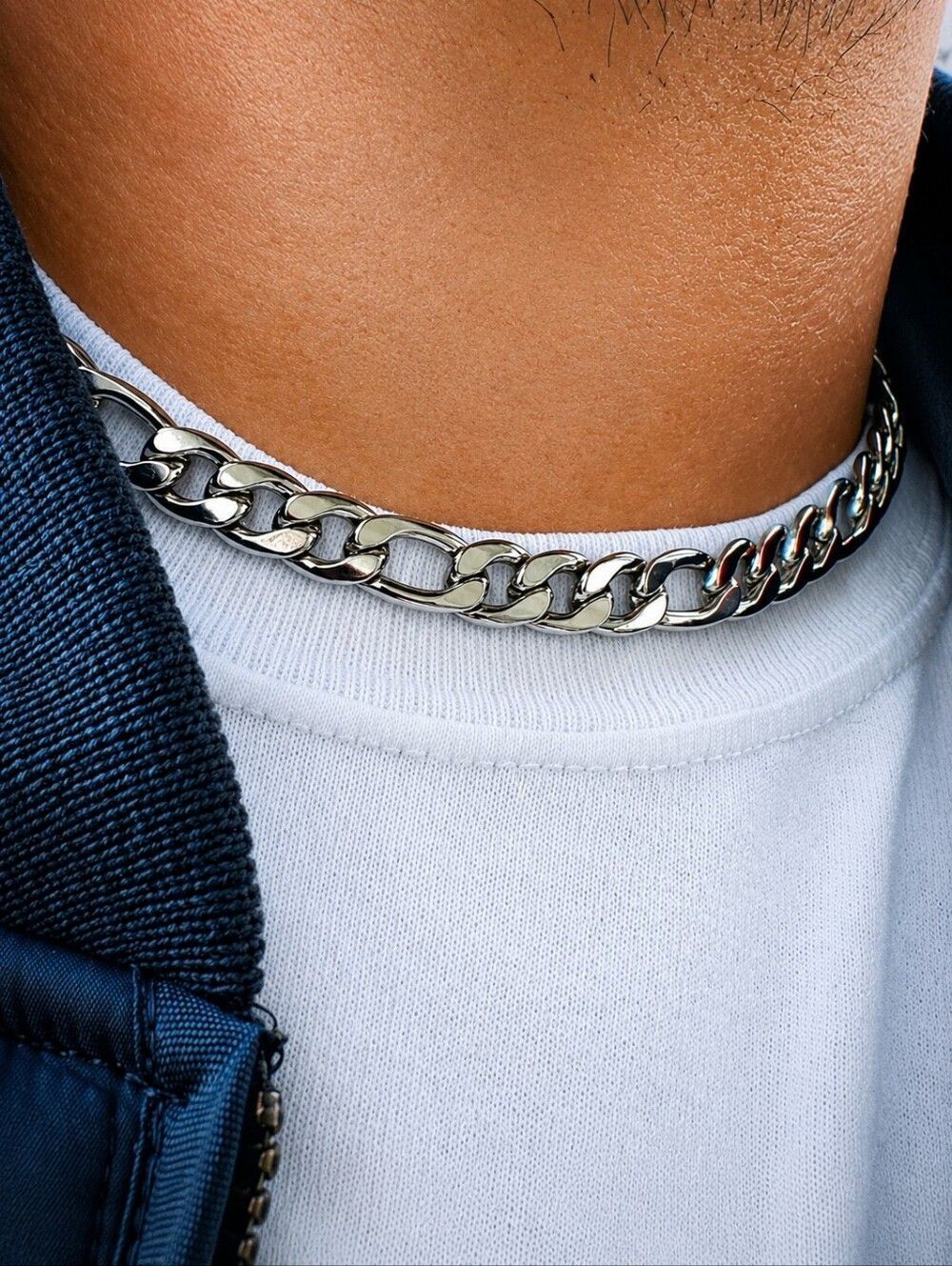 Stainless Steel Figaro Chain 8mm Necklace